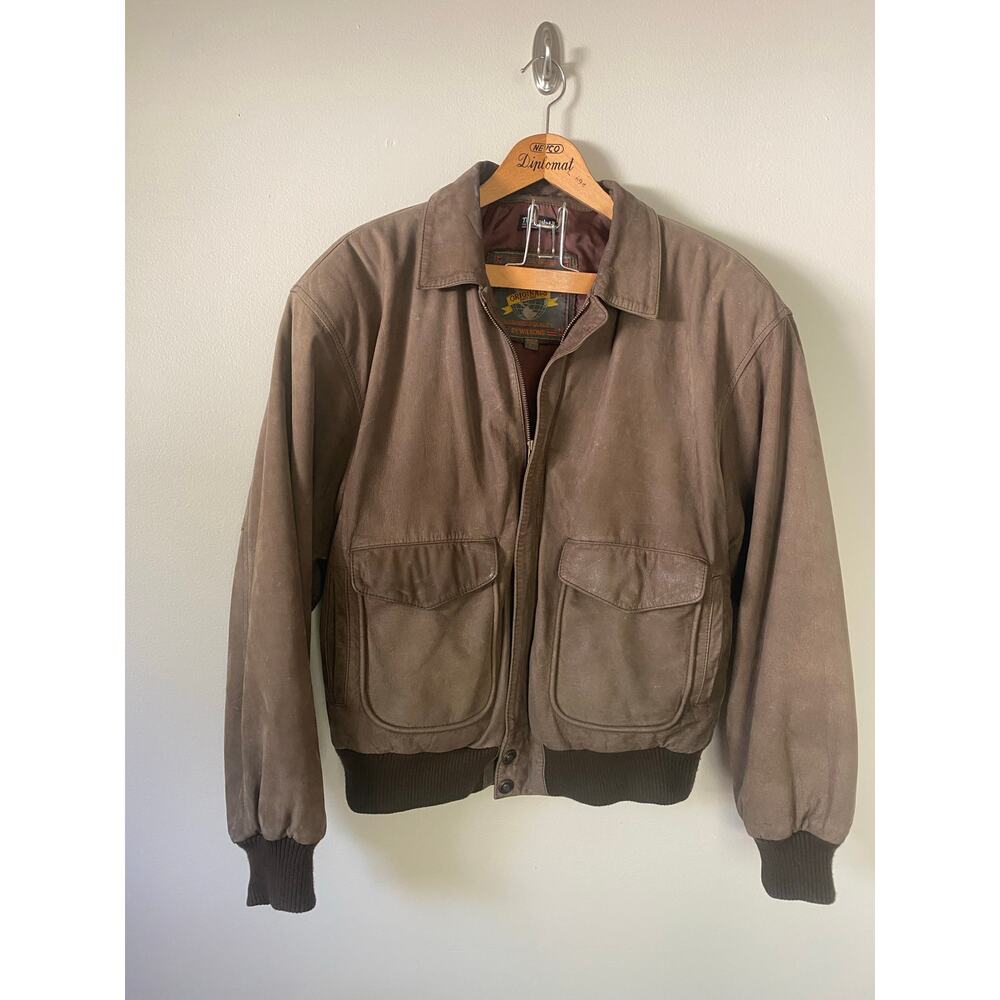 Vintage Wilson’s Leather Aventure Bound Bomber Jacket Brown Thinsulate Mens L